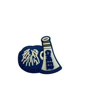 Blue and White Cheer Megaphone and Pom Pom croc charm